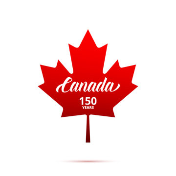 Canada 150th anniversary logo. Maple Leaf with typography. Canada 150 Years anniversary