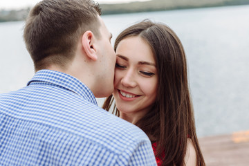 Obraz premium kiss. Happy Smiling Couple in love