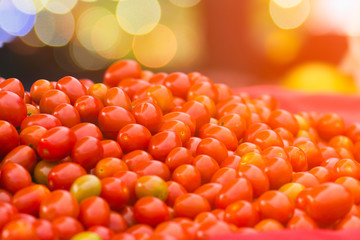 Organic tomatoes for sale on street market in Mea Hongson Thailand