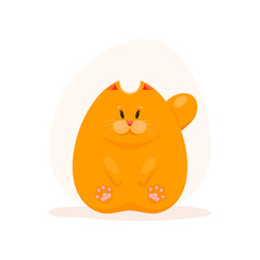 Vector illustration of cute fatty ginger cat