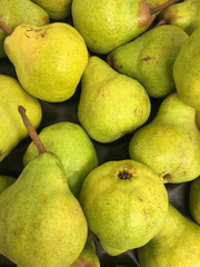 Top view flat lay of pears in pile