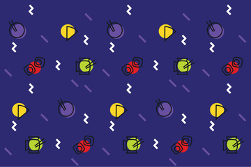 Fastfood icons. Memphis style.