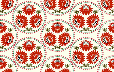  Folk ornament with red flowers
