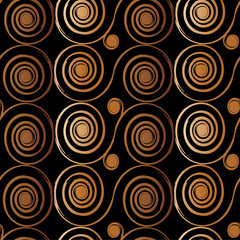 Seamless pattern, spiral, curl.Bronze, gold .Vector illustration.