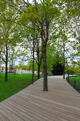 Fototapeta na wymiar Wooden covering in the park