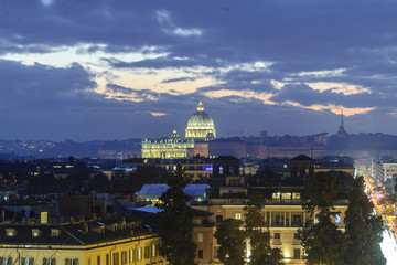 Fototapeta premium urban sight of the city of Rome with the cathedral of Saint Peter in Rome, Italy