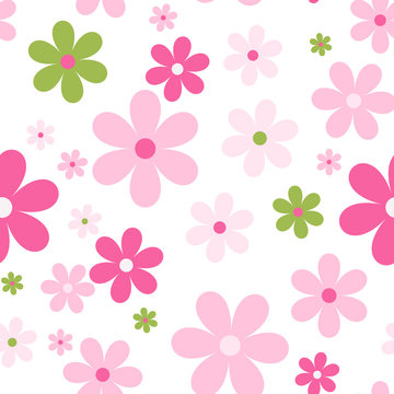Seamless cute floral pattern. Vector background