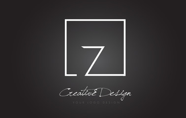 Z Square Frame Letter Logo Design with Black and White Colors. - obrazy, fototapety, plakaty
