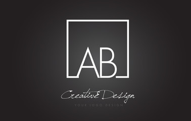 AB Square Frame Letter Logo Design with Black and White Colors.