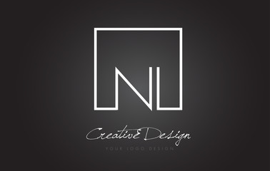 NI Square Frame Letter Logo Design with Black and White Colors.