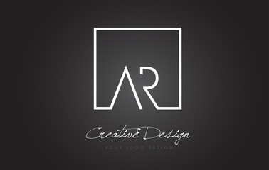 AR Square Frame Letter Logo Design with Black and White Colors.