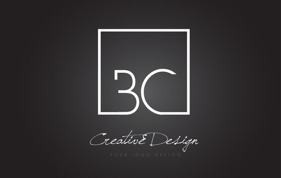BC Square Frame Letter Logo Design with Black and White Colors.