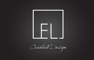 EL Square Frame Letter Logo Design with Black and White Colors.