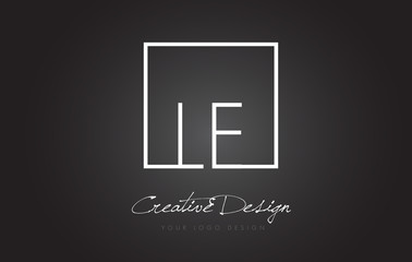 LE Square Frame Letter Logo Design with Black and White Colors.