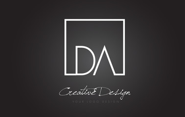 DA Square Frame Letter Logo Design with Black and White Colors. - obrazy, fototapety, plakaty