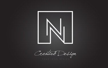 NN Square Frame Letter Logo Design with Black and White Colors.