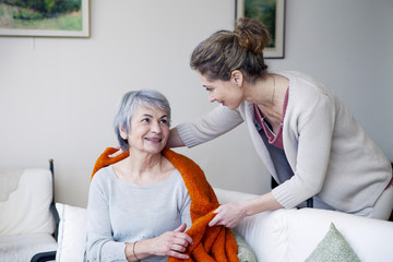 Senior woman with her carer