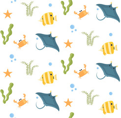 Cute pattern with sea animals