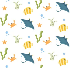 Wall murals Sea animals Cute pattern with sea animals