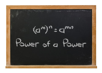Obraz premium Power of a power written in white chalk on a black chalkboard isolated on white