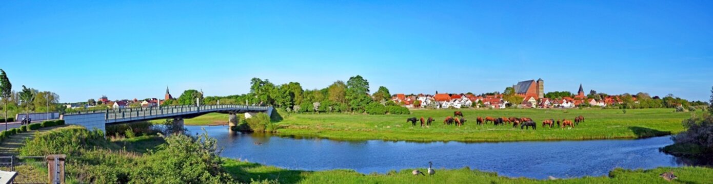 Panorama Verden/Aller mit Tieren und Andreaskirche, Dom zu Verde