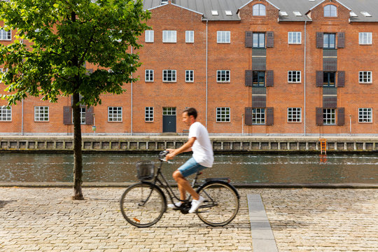 Cyclist On Copenhagen Bike Lane