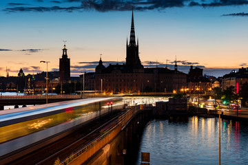Fototapeta premium Central Stockholm cityscape at dusk