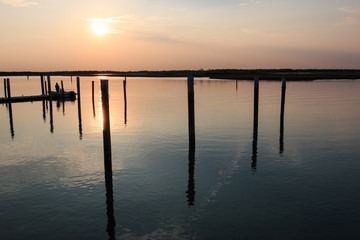 Fototapeta na wymiar laguna di Bibione al tramonto