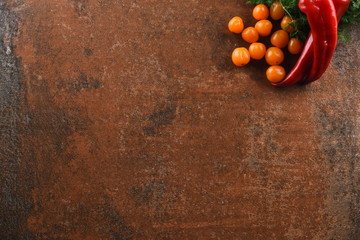 vegetables on stone wood background for food