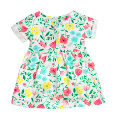 Summer floral pattern dress isolated.