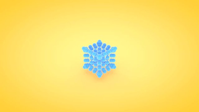 Isometric cube atom array animation, 3D rendering