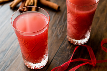 Kizilcik serbeti / Cranberry Sherbet with cinnamon sticks.