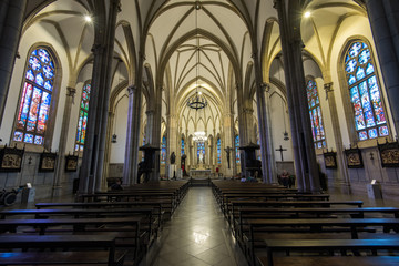 Gothic style interior of the Sao Pedro de Alcantara Cathedral in Petropolis