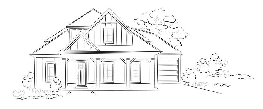 Premium Vector  House illustration black and white monochrome home sketch  art