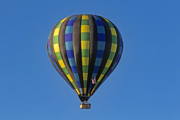 Hot air balloon flight above California winery vineyard