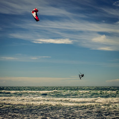 Kite Surfer jumping.