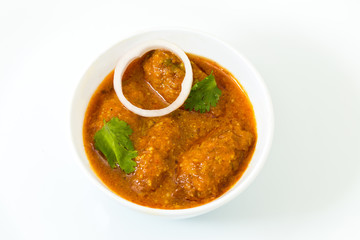Malai Kofta or meatballs - Traditional Indian food  served in white bowl of bonechina