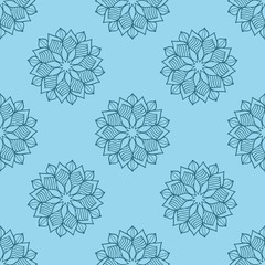 Seamless pattern with hand drawn flowers. Doodle  background