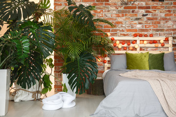 Fototapeta premium Bed under the palm trees