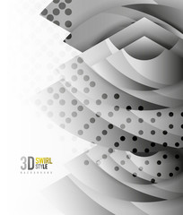 Swirl and wave 3d effect objects, abstract template vector design