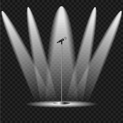 Illuminated scene with a microphone