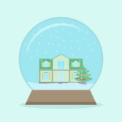 Glass ball with snow.