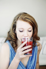 Woman with cold drink