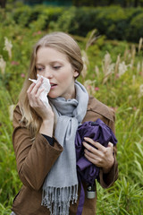 Woman  with rhinitis