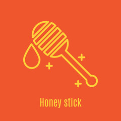 Vector illustration of thin line icon bee honey stick for medicine, apitherapy, beekeeping products, cosmetics, soap. Linear symbol