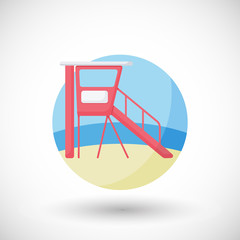 Lifeguard station flat vector icon