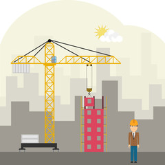 Obraz premium Construction site with a crane