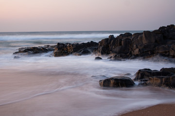 slow shutter waves by the ocean