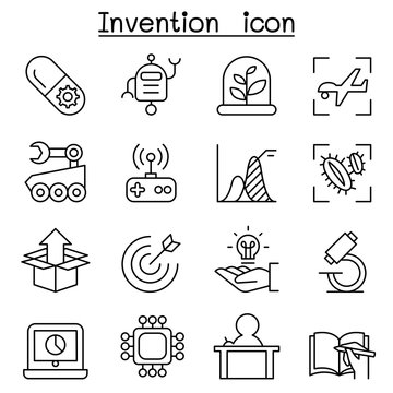Innovation & Creative idea concept icon set in thin line style