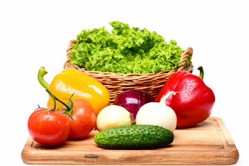 nutrition concept, fresh vegetables on cutting board